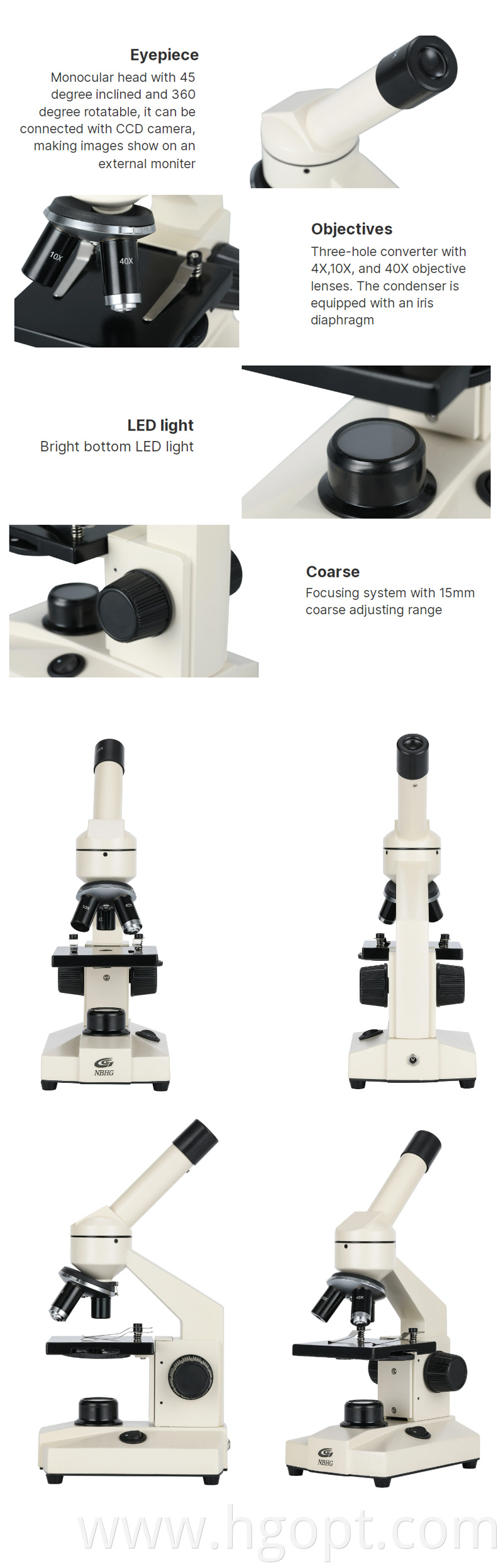 1monocular Head Lab Economical Biological Microscope